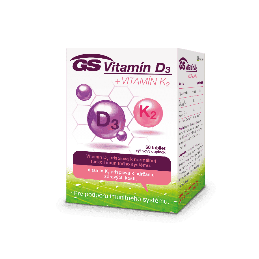 GS Vitamín D3 + Vitamín K2, 60 tabliet