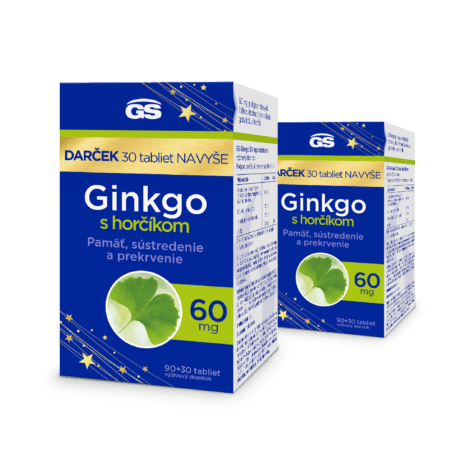 GS Ginkgo 60 mg s horčíkom, 2× 90 + 30 tabliet, darčekové balenie 2024