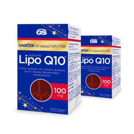 GS Koenzým Lipo Q10, 100 mg, 2× 60 + 10 kapsúl, darčekové balenie 2024