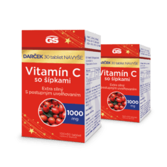 GS Vitamín C 1000 so šípkami, 2× 100 + 30 tabliet, darčekové balenie 2024